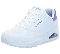 Skechers Sneakers Donna Uno – Durabuck bianco, finiture in suede viola – Taglia 35