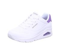 Skechers Uno, Sneaker Donna, White Durabuck Purple Suede Trim, 37 EU
