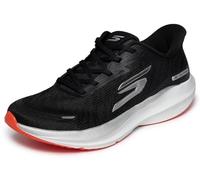 Skechers Uomo Aero Pulse Performance Running Shoes - Lightweight Engineered Mesh Low-Top Daily Runner with Arch Support Slip-in ALLENATRICE, Black Textile Silver Orange Trim, 42.5 EU