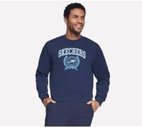 Skechers Uomo Alumni Crew in Blu Navy Blue, Taglia Piccolo