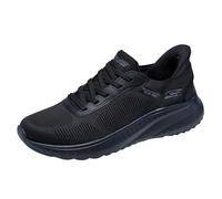 Skechers Uomo Bobs Squad Chaos Solid Step Slip-In ALLENATRICE, Black Knit, 45 EU