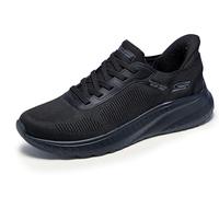 Skechers Uomo Bobs Squad Chaos Solid Step Slip-In ALLENATRICE, Black Knit, 48.5 EU
