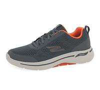 Skechers Uomo Go Walk Arch Fit Idyllic Trainers, Charcoal Textile/Synthetic/Orange Trim, 44 EU