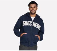 Skechers Uomo Max Soft Full Zip felpa con cappuccio in Blu Navy Blue, Taglia Piccolo