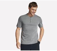 Skechers Uomo Off Duty corto Sleeve Henley in Carbone, Taglia Medio