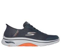 Skechers Wide, Hands-Free Slip-ins Go Walk Arch Fit 2.0 Simplicity 2, Scarpe da Ginnastica Uomo, Tessuto Sintetico Antracite e Arancione, 40 EU