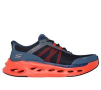 Skechers Uomo Slip-ins: Max Cushioning Glide-Step - Aberdeen Sneaker in Blu Navy Blue/Arancione, Taglia 44.5, Vegan, Lavabile in lavatrice