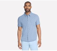 Skechers Uomo The GO WALK Air Printed corto Sleeve Shirt in Denim, Taglia Piccolo