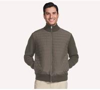 Skechers Uomo The Hoodless felpa con cappuccio Knit Hybrid Giacca in Marrone/Oliva, Taglia XL