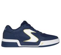 Skechers Viper Court Classic, Scarpe da Ginnastica Uomo, Navy Leather/Synthetic/Textile/Yellow Trim, 45 EU