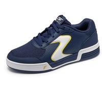 Skechers Viper Court Classic, Scarpe da Ginnastica Uomo, Navy Leather Synthetic Textile Yellow Trim, 45 EU