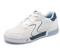 Skechers Viper Court ClassicSneaker Uomo, Pelle Bianca Tessuto Sintetico Bordo Blu, 46 EU
