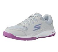 Skechers Viper Court Pickleball, Sneaker Donna, Grey Synthetic/Mesh/Purple Trim, 38 EU
