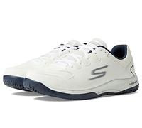 Skechers Viper Court Pickleball, Sneaker Uomo, White Synthetic/Mesh/Navy Trim, 43 EU