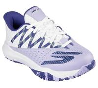 Skechers Viper Court Rally, Scarpe da Ginnastica Donna, White Leather/Purple Mesh, 40 EU