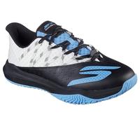 Skechers Viper Court Rally, Scarpe da Ginnastica Uomo, Pelle Bianca Pelle Nera Maglia Blu, 42 EU