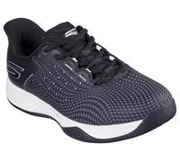 Skechers Viper Court Reload, Scarpe da Ginnastica Donna, Tessuto Sintetico Nero con Finiture Bianche, 37 EU
