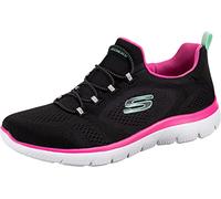 Skechers Viste Perfette Sulle Cime, Scarpe da ginnastica Donna, Nero Mesh Hot Pink Trim, 40 EU