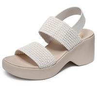 Skechers Women's CALI Day Wedge Sandal, Off White, 5
