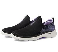 Skechers Women's GO Walk 6-Glimmering Sneaker, Black/Lavender, 10.5