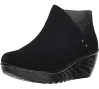Skechers Women's Parallel-Ditto-Asymmetrical Collar Suede Bootie Ankle Boot, Black, 7.5 M US