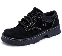 Skechers Women's Parties-Mate Oxford,Black Suede Leather,6 M US