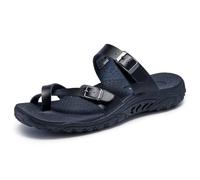 Skechers Women's Reggae-Carribean-Double Buckle Toe Thong Slide Sandal, Black, 9 M US