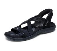 Skechers Women's Reggae Slim-Summer Sparkle Sandal, Black/Black, 8