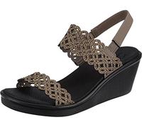 Skechers Women's Rumble on-Sassy DayZ Wedge Sandal, Tortora, 40 EU