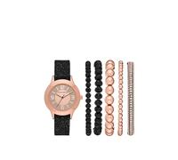 Skechers Women's Sets Alloy Steel Quartz Watch with Silicone Strap, Black, 14 (Model: SR9025)