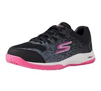 Skechers Viper Court-Scarpe da Pickleball Sportive per Interni ed Esterni, con Arco Plantare, Ginnastica Donna, Nero/Rosa, 35 EU