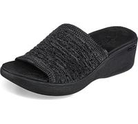 Skechers Women's Wedge Sandal, Black, 8
