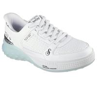 Skechers Work Riley Ultra Flex 3.0 - Scarpa da Lavoro da Donna con Punta Morbida EH MaxTrax, Antiscivolo, Bassa, Atletica, Pelle Bianca con Finiture Blu Ghiaccio, 41.5 EU