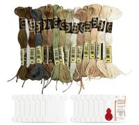 Skeins, 14 fili da ricamo per Halloween, gradiente, marrone, per punto croce, per amicizia, con 14 bobine di filo con 1 guida per filo, 1 confezione di aghi da cucito a mano
