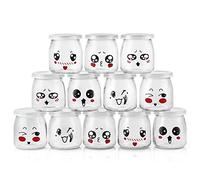Skelang 12 pezzi vasetto di vetro per yogurt, vasetto per crema 200ML con coperchio in plastica, vasetti per dessert per conservare latte, creme brulee, mousse, marmellata, miele, yogurt, crema