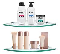 Skelang 2 ripiani doccia angolare, mensola da bagno in vetro, con 8 supporti, per bagno, cucina, 29,2 x 29,2 cm