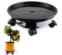 Skelang Portavaso con Ruote 33 cm, Porta Piante con Ruote, Carrello per Piante con Contenitore per l'acqua per Giardino, Patio, Cortile, Patio, Soggiorno, capacità di carico 30 kg, Nero