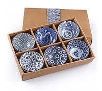 Skelang Set di 6 ciotole in ceramica giapponese con confezione regalo, ciotole in porcellana per riso, zuppe, dessert, snack, 300 ml