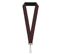 Skelanimals Lanyard, Skelanimals Bonita the Unicorn Poses Stripe Black Red Gray,