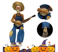 Skeleton Animati di Duello con Banjo Divertenti e Lucenti, Decorazioni Spaventose per Halloween con Occhi Luminosi, Perfetti per Esterni e Interni, Regali per la Giornata del Raccolto Autunnale