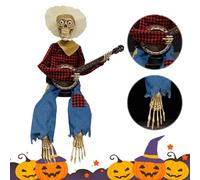 Skeleton Animati di Duello con Banjo Divertenti e Lucenti, Decorazioni Spaventose per Halloween con Occhi Luminosi, Perfetti per Esterni e Interni, Regali per la Giornata del Raccolto Autunnale