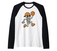 Skeleton Basketball Funny Halloween Costume Men Women Boys Maglia con Maniche Raglan