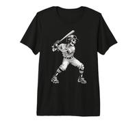 Skeleton Batter Home Run Celebration Halloween Baseball Maglietta Premium