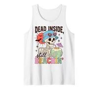Skeleton Beach Goth Dead Inside Beachin Summer Humor Canotta