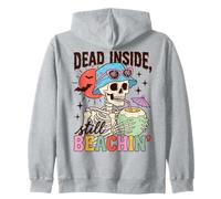 Skeleton Beach Goth Dead Inside Beachin Summer Humor Felpa con Cappuccio