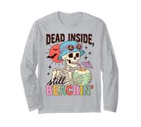 Skeleton Beach Goth Dead Inside Beachin Summer Humor Maglia a Manica