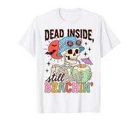 Skeleton Beach Goth Dead Inside Beachin Summer Humor Maglietta