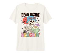 Skeleton Beach Goth Dead Inside Beachin Summer Humor Maglietta Premium