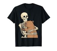 Skeleton Capybara Halloween Kawaii Spooky Aesthetic Maglietta