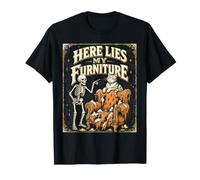 Skeleton Cat Here Lies My Furniture Spooky Kitty Lover Maglietta
